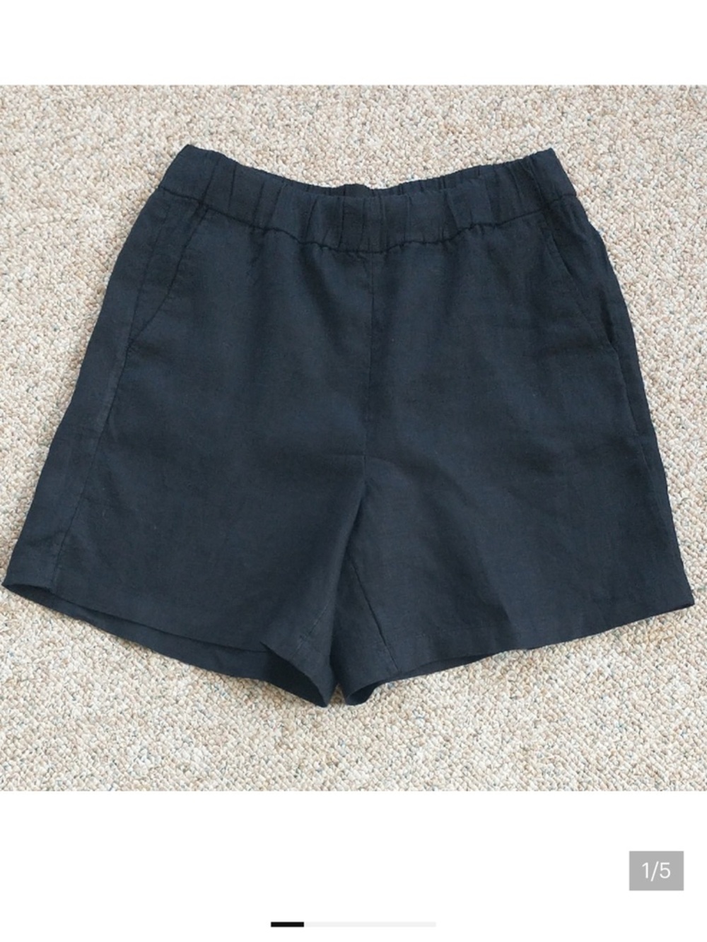 J. Crew Black High-Waist 100% Linen-Blend Shorts